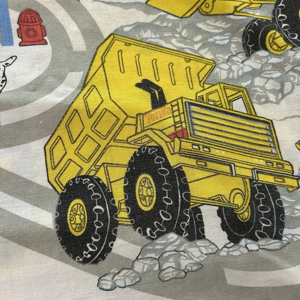 Vintage Tonka Truck Flat And Fitted Sheet Set Construction Planes Fire trucks